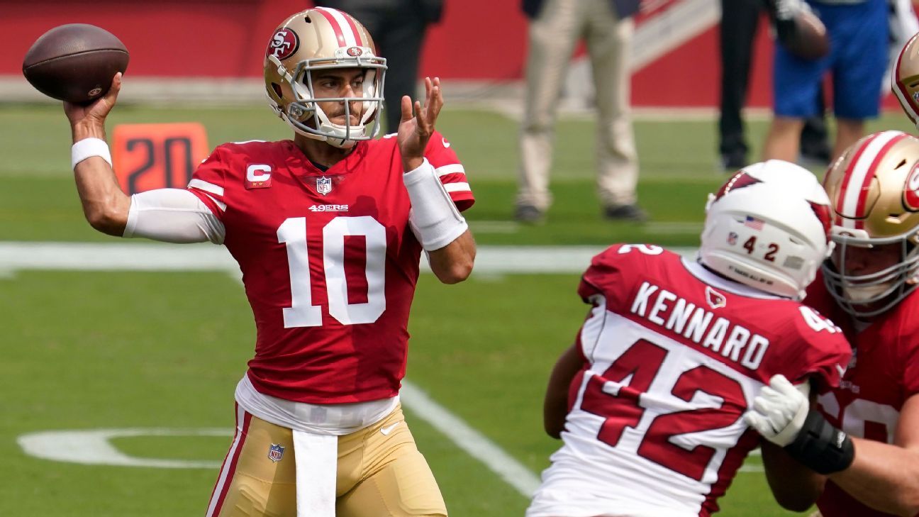 49ers' Garoppolo lacks proper support system against Packers, Rodgers