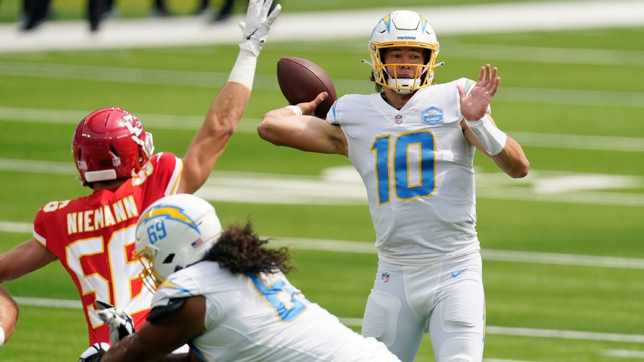 Los Angeles Chargers' Justin Herbert gets start with Tyrod ...