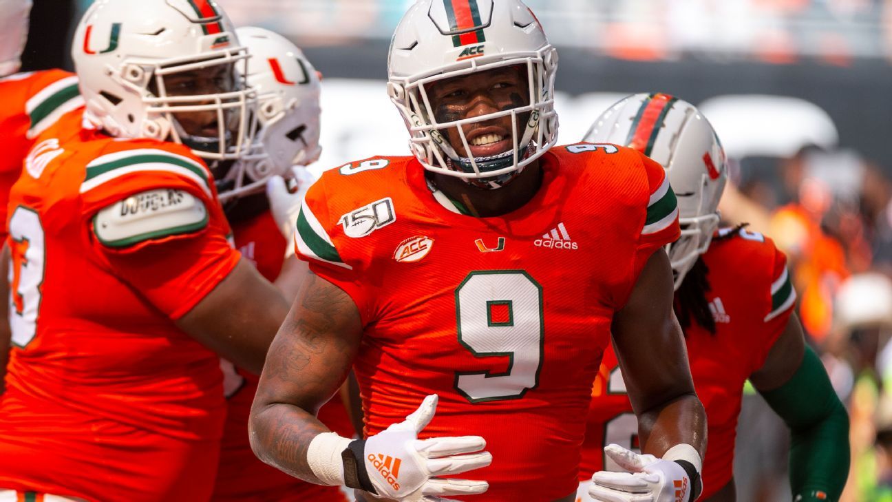 Miami Hurricanes DEs and Brevin Jordan Sporting News All-Americans