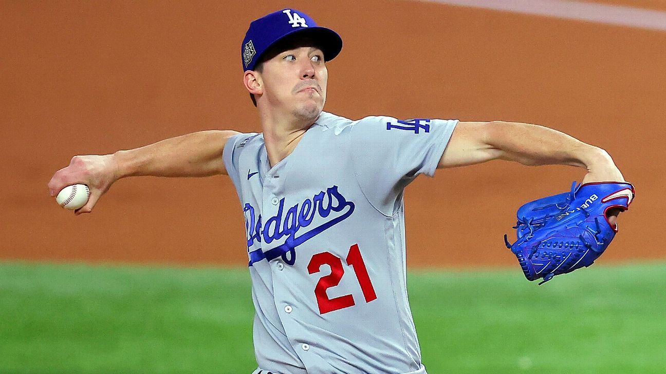 Los Angeles Dodgers' Walker Buehler first with 10 K's in 6 innings