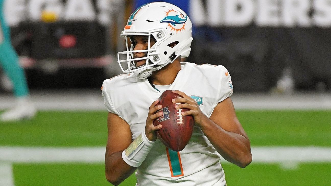Miami Dolphins coach Brian Flores defends the decision to stay with Tua Tagovailoa as QB holder