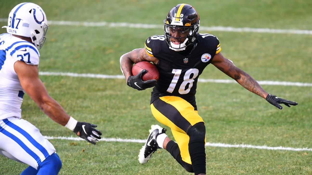 Diontae Johnson of the Pittsburgh Steelers is introduced prior to