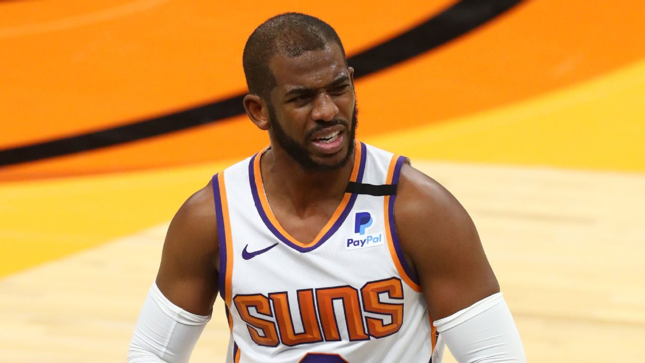 Phoenix Suns’ Chris Paul expresses frustration after the team’s third straight defeat