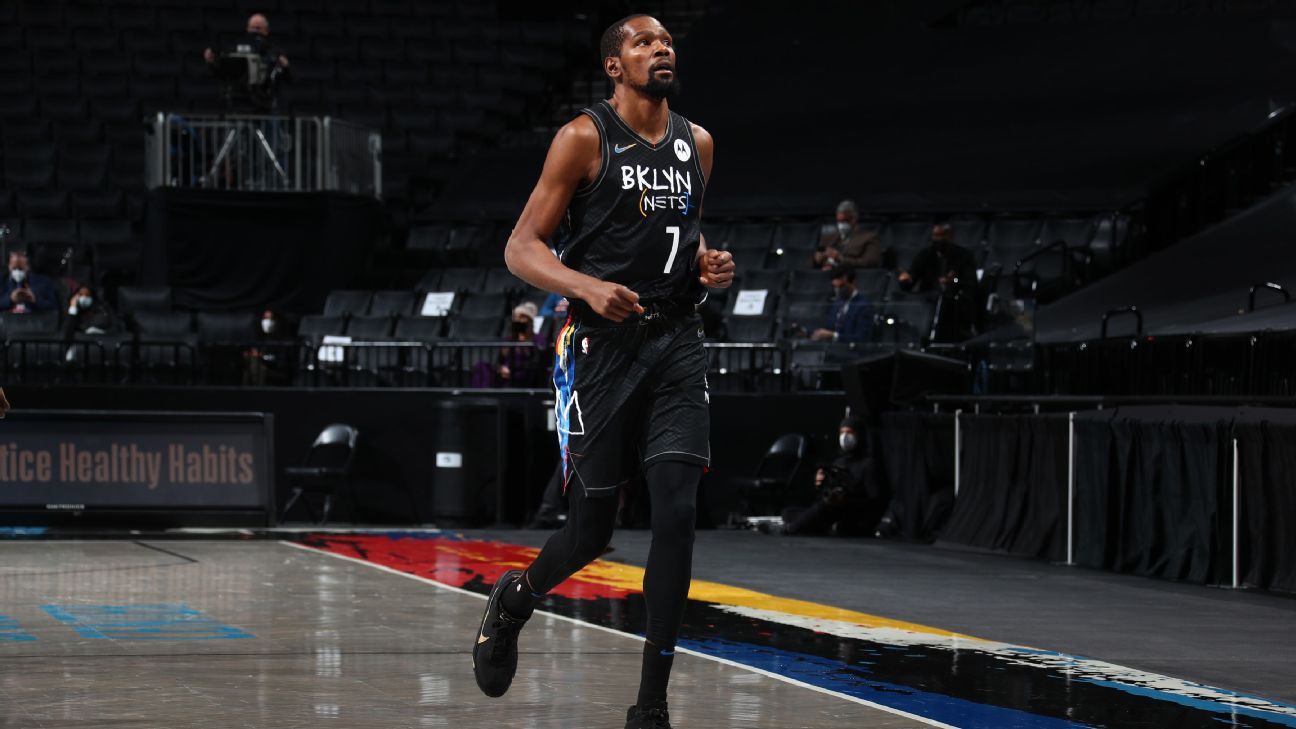 Kevin Durant, from Brooklyn Nets, does not travel, can play several games due to contact tracking protocols