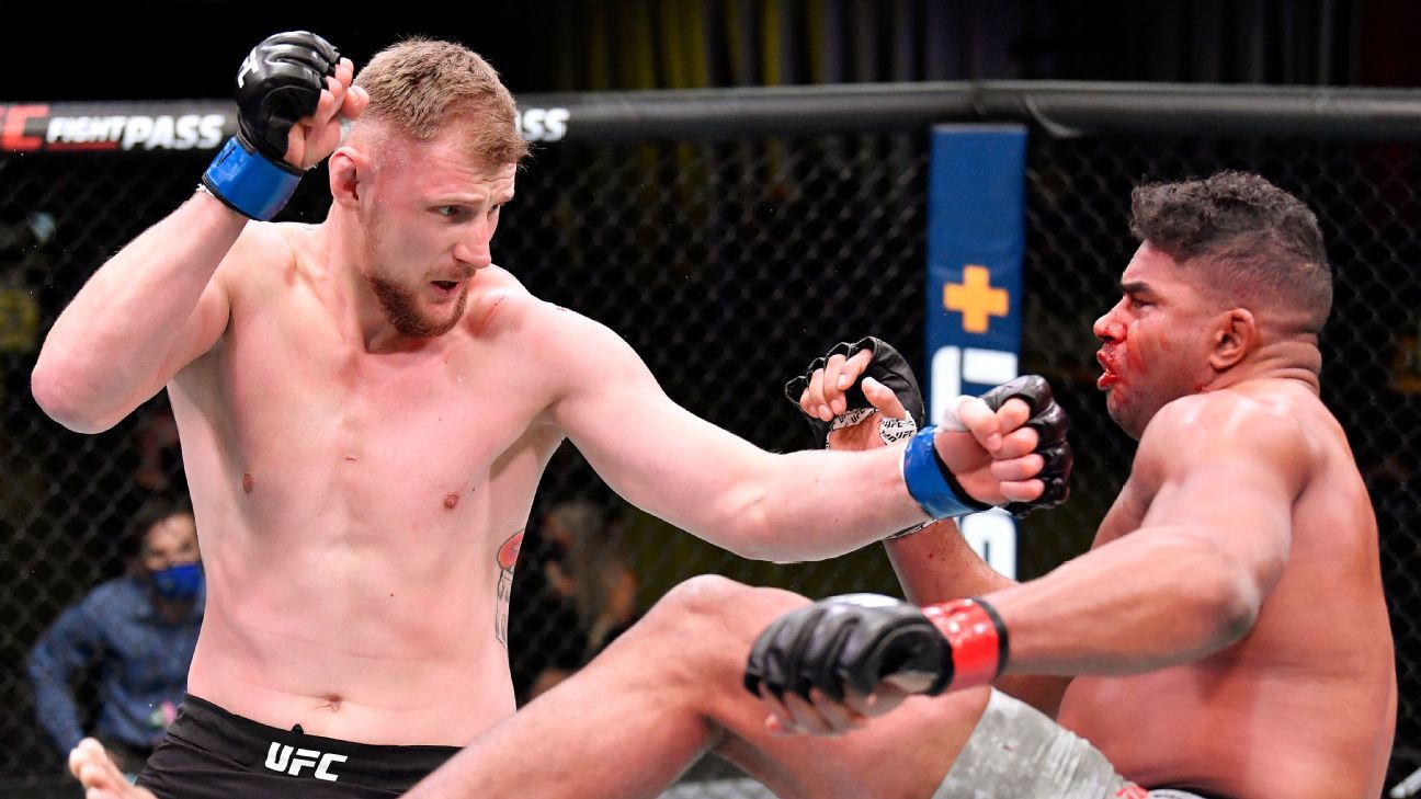 Alexander Volkov bleeds Alistair Overeem in the unilateral TKO victory