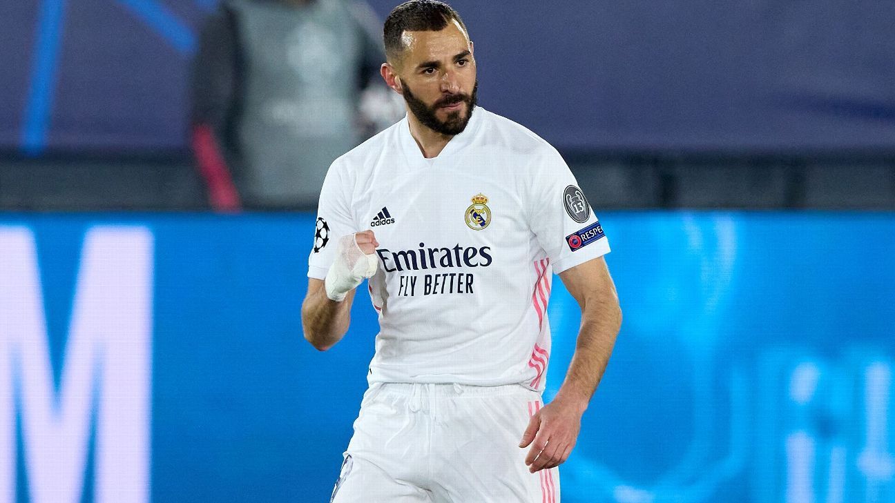 Benzema, the fifth to score 70 goals in the Champions League, ties Cristiano in the score