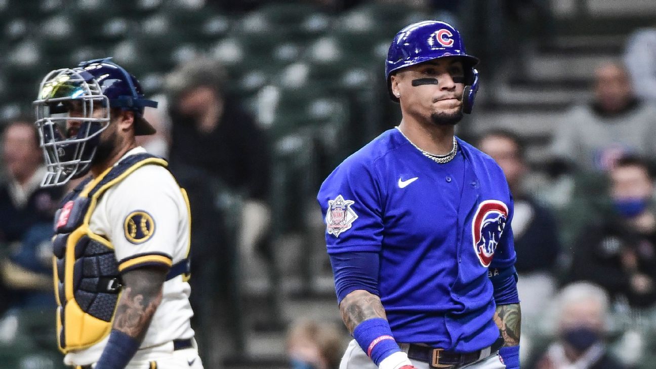 Cubs' Baez to get MRI on thumb, remains out - ESPN