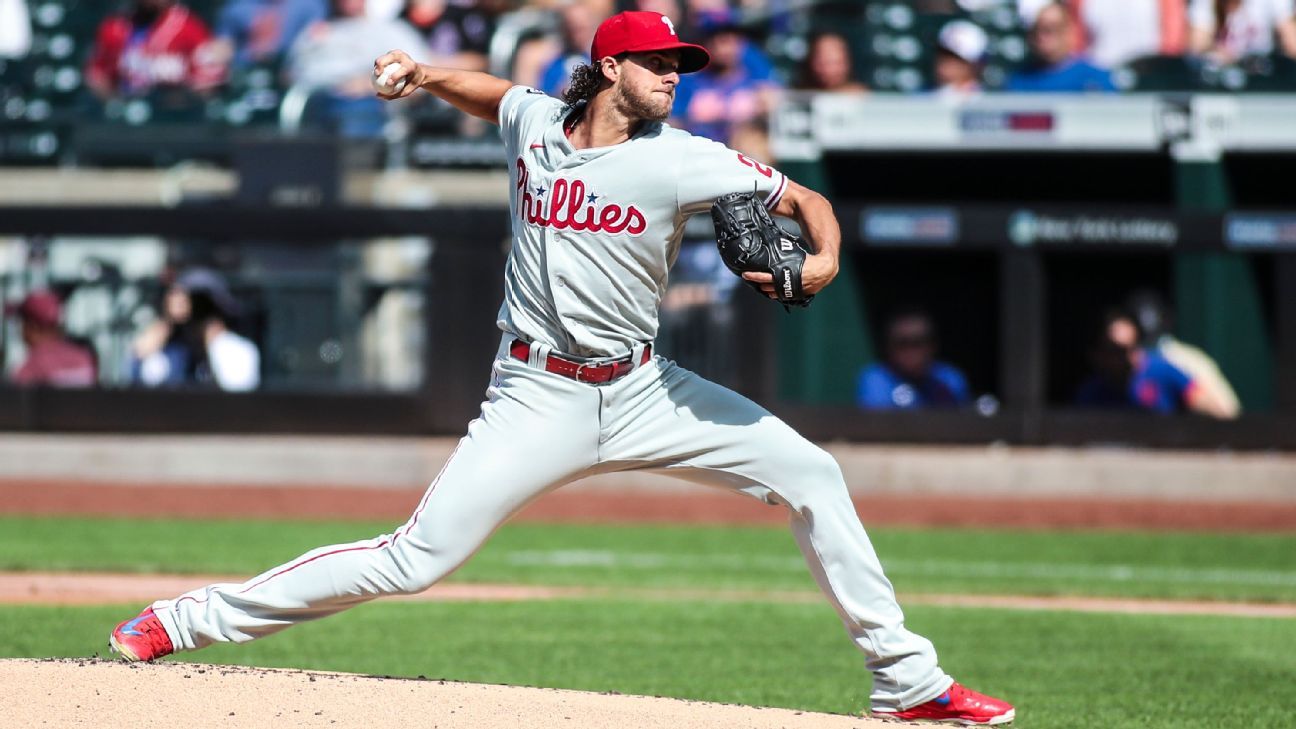 Philadelphia Phillies' Aaron Nola strikes out 10 straight New York