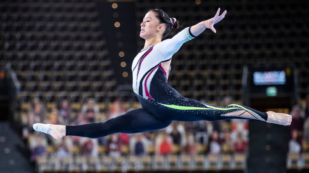 German women's gymnastics team wear full-body suits at the Olympic  qualification rounds in Tokyo