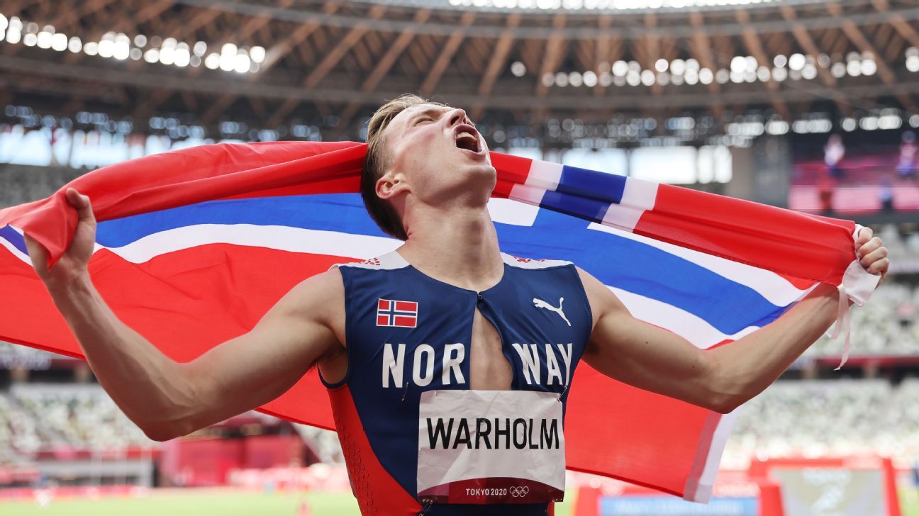 Norway's Karsten Warholm breaks his own world record, wins gold in 400-meter hur..