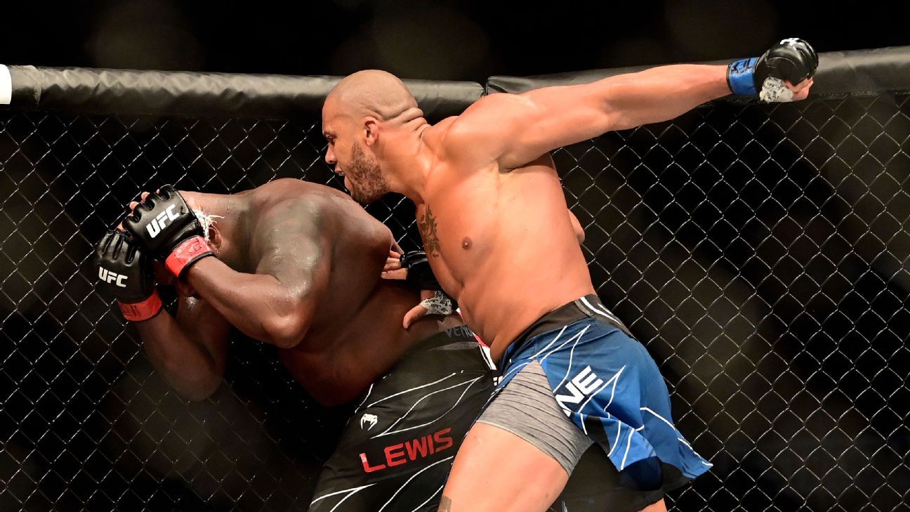 Ciryl Gane dominates Derrick Lewis by third-round TKO to win UFC interim heavywe..