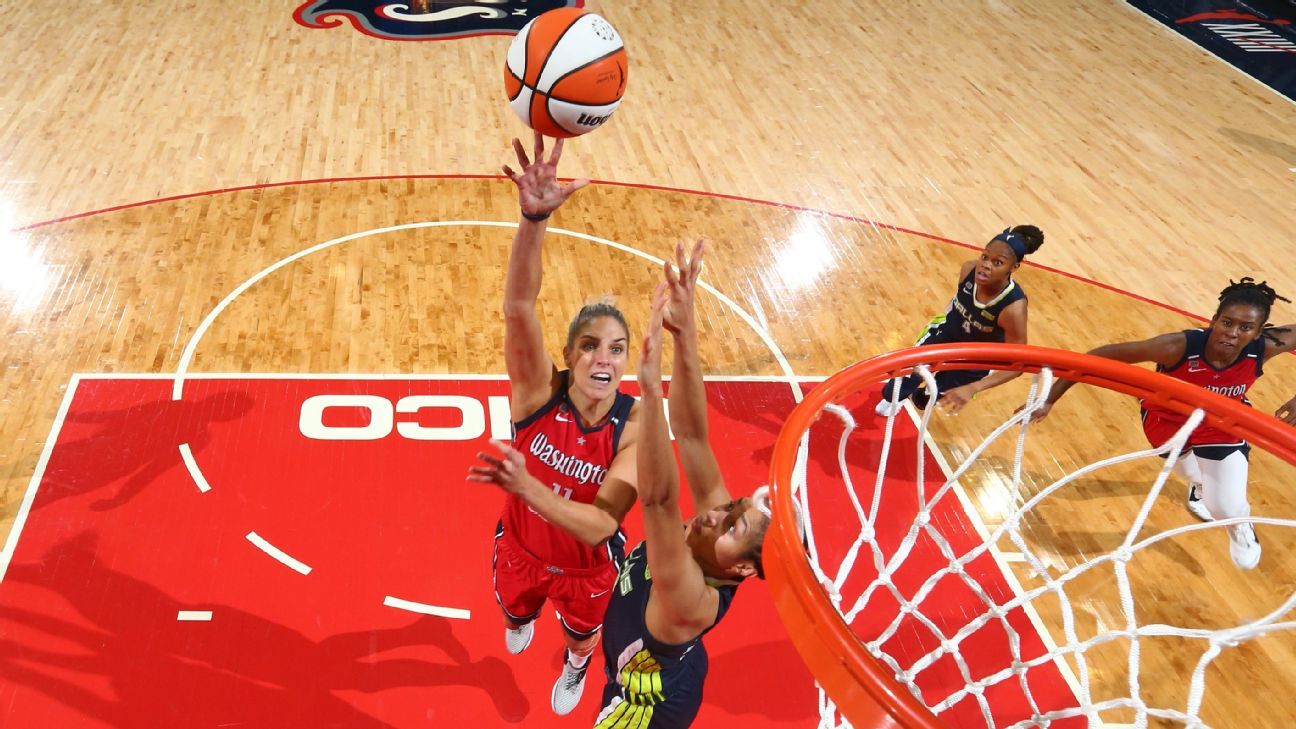 Elena Delle Donne exits after fighting for rebound, with Washington