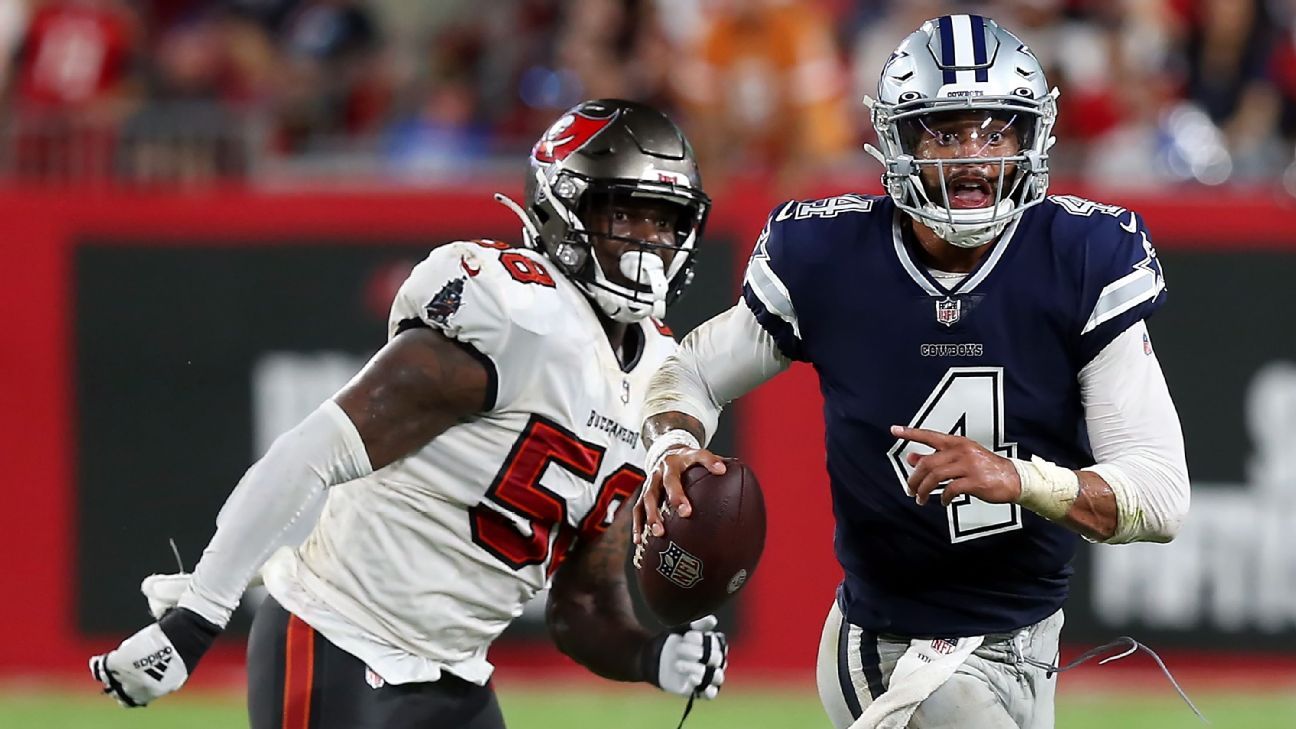 Dallas Cowboys' Michael Gallup, left, and CeeDee Lamb, rightr, celebrate  after Lamb caught a pass for a touchdown during the second half of an NFL  football game against the Green Bay Packers