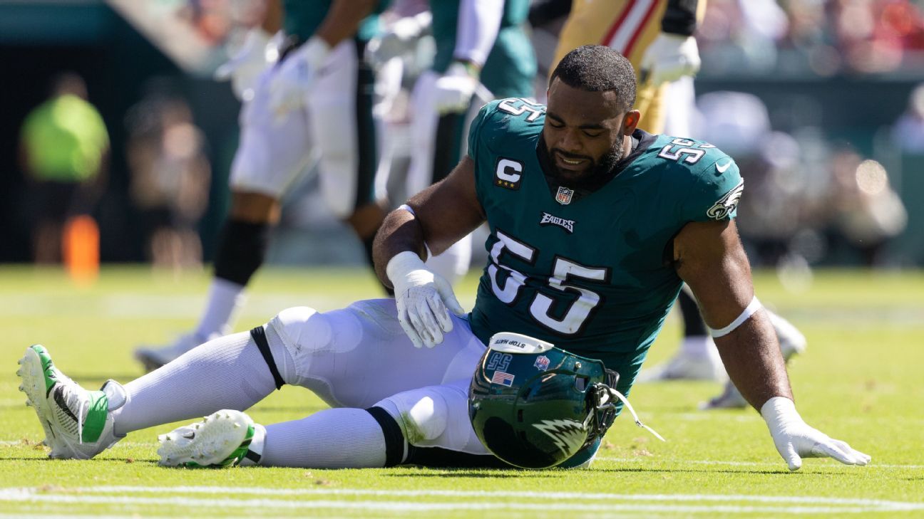 Philadelphia Eagles' Brandon Graham (Achilles) says he will miss rest of  season; Brandon Brooks (chest) also injured