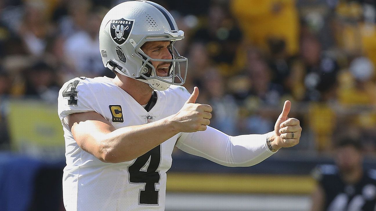 Raiders QB Derek Carr 'all right' after ankle scare