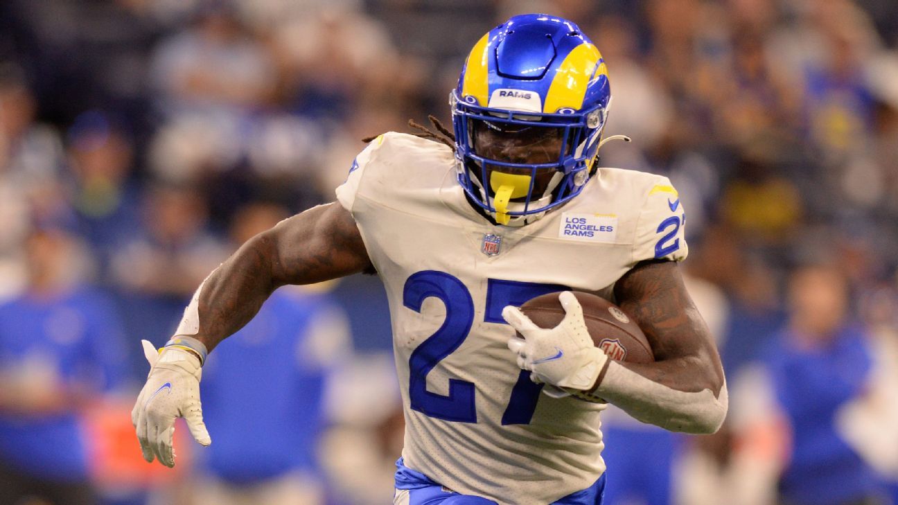 Los Angeles Rams running back Darrell Henderson (27) in action