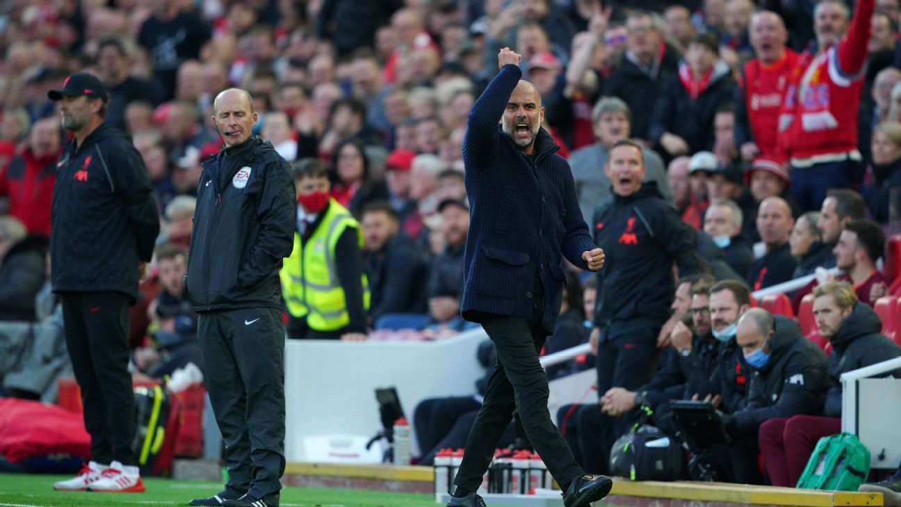 Manchester City's Pep Guardiola, coaching staff spat at during Liverpool clash -..