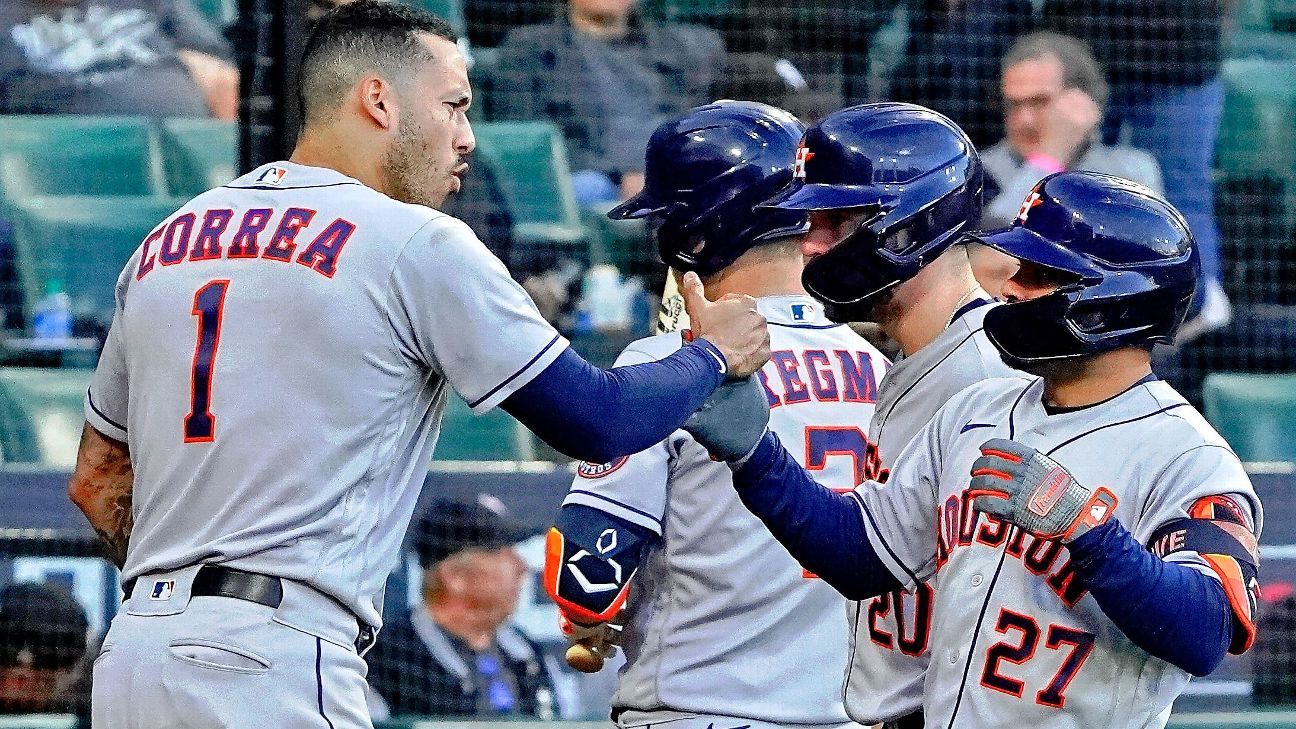 Chicago White Sox's Gavin Sheets watches his home run against the Houston  Astros in the second inning during Game 4 of a baseball American League  Division Series Tuesday, Oct. 12, 2021, in