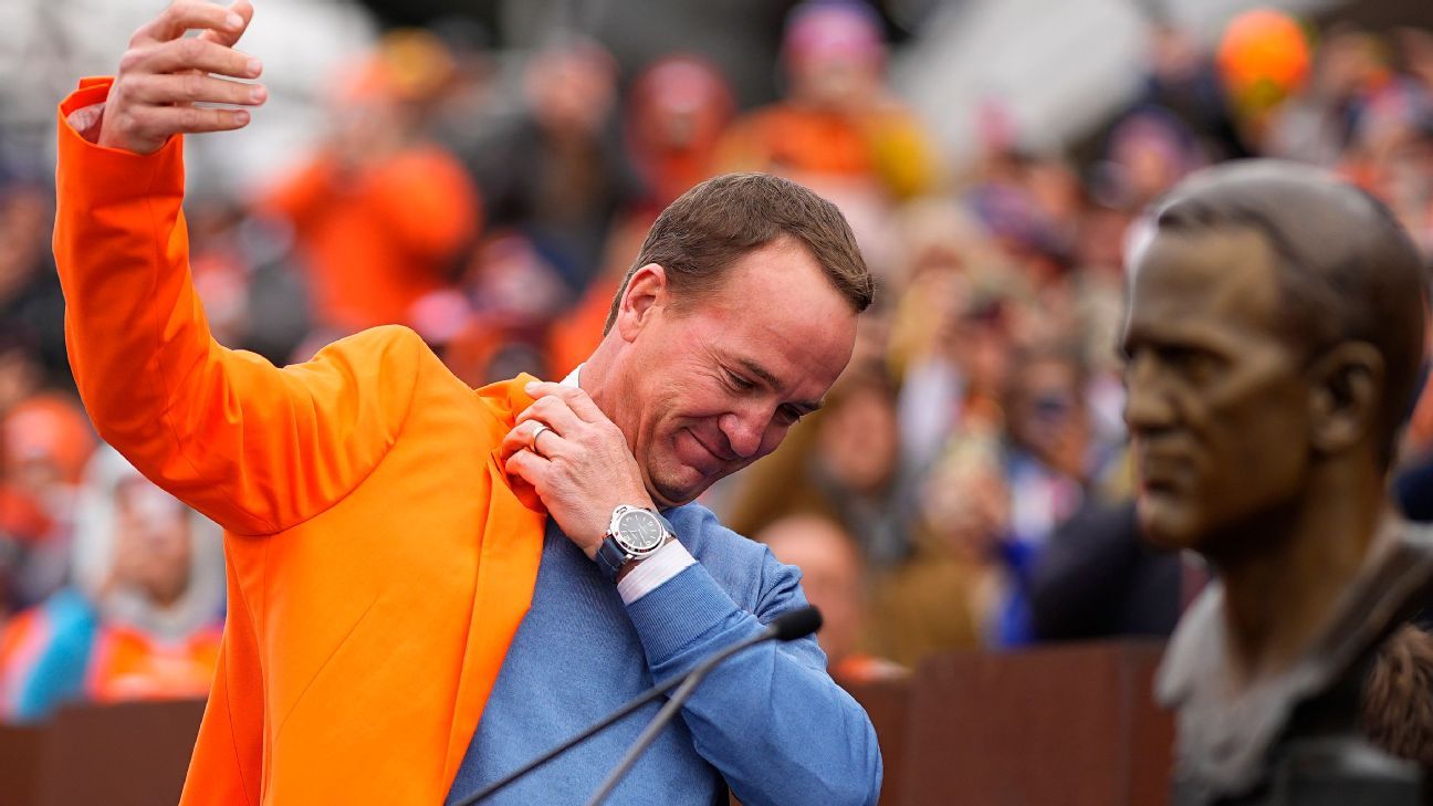 Peyton Manning, honored by Denver Broncos before game, says he's not involved with potential new ownership groups