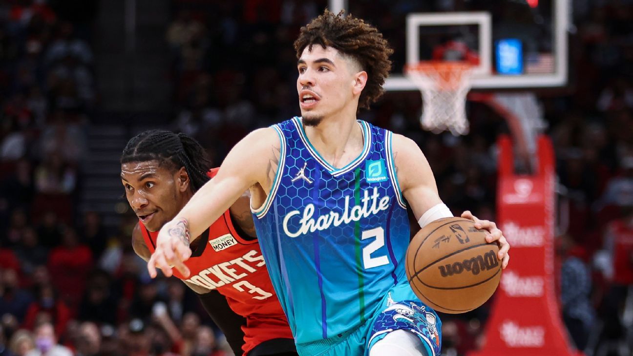 Charlotte Hornets have four players, including LaMelo Ball and Terry Rozier, ent..