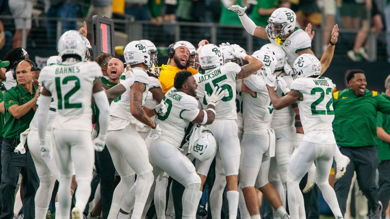 No. 9 Baylor Bears stun No. 5 Oklahoma State Cowboys to capture Big 12 Champions..