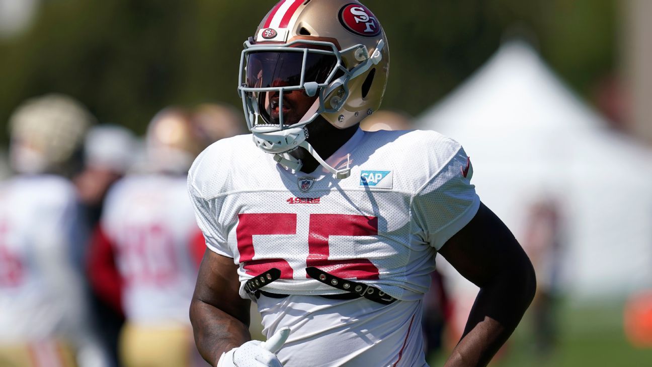 San Francisco 49ers defensive end Dee Ford (55) during the first