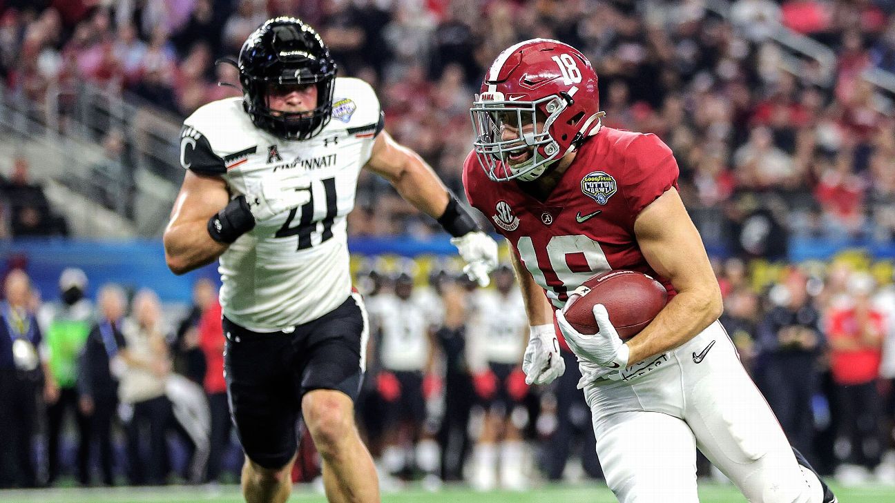 Alabama Crimson Tide receivers Slade Bolden, John Metchie III to