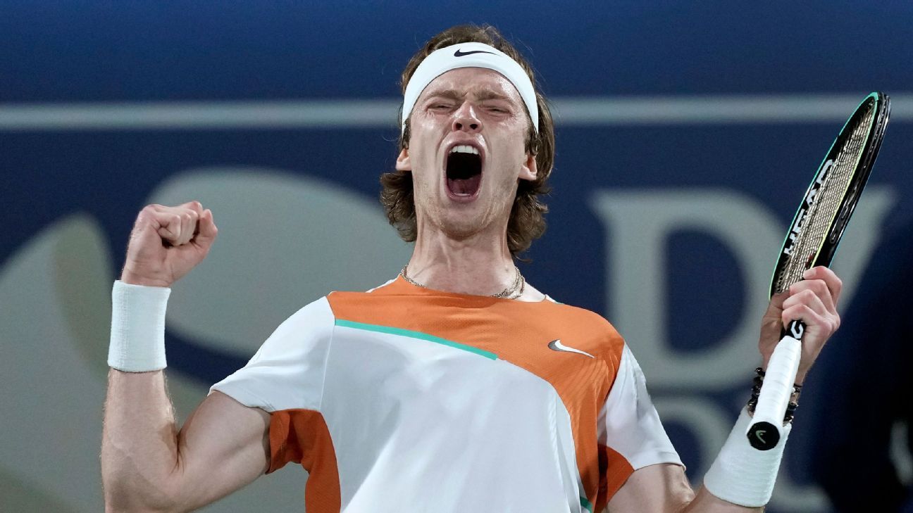 Russia's Andrey Rublev writes 'No war please' at Dubai Open