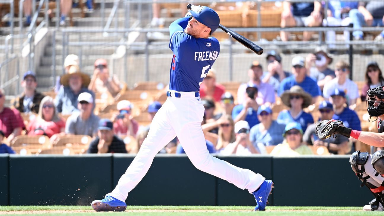 First baseman Freddie Freeman 'looks good in blue,' makes spring debut