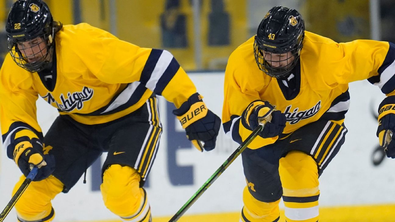 No. 1 seed Michigan Wolverines show off star power, secure last bid to men's hoc..