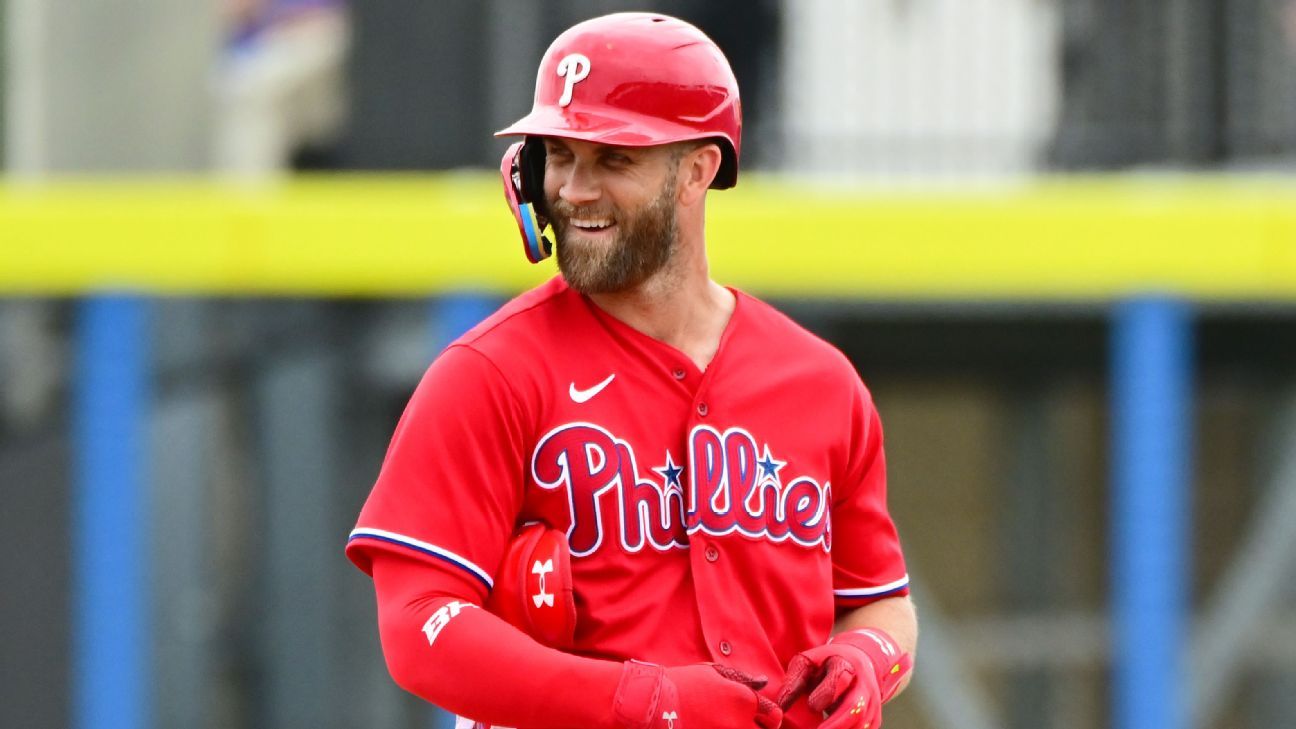 Bryce Harper Philadelphia Phillies Autographed 8 x 10 Batting Stance in Cream Jersey Horizontal Photograph