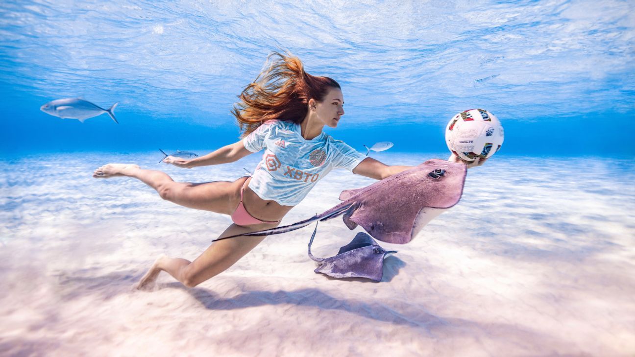 Inter Miami launch Adidas' MLS Primeblue kit with freedive photoshoot surrounded..