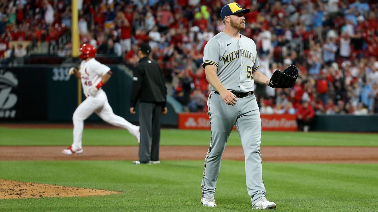 Brandon Woodruff injures ankle in Brewers' loss to Cardinals