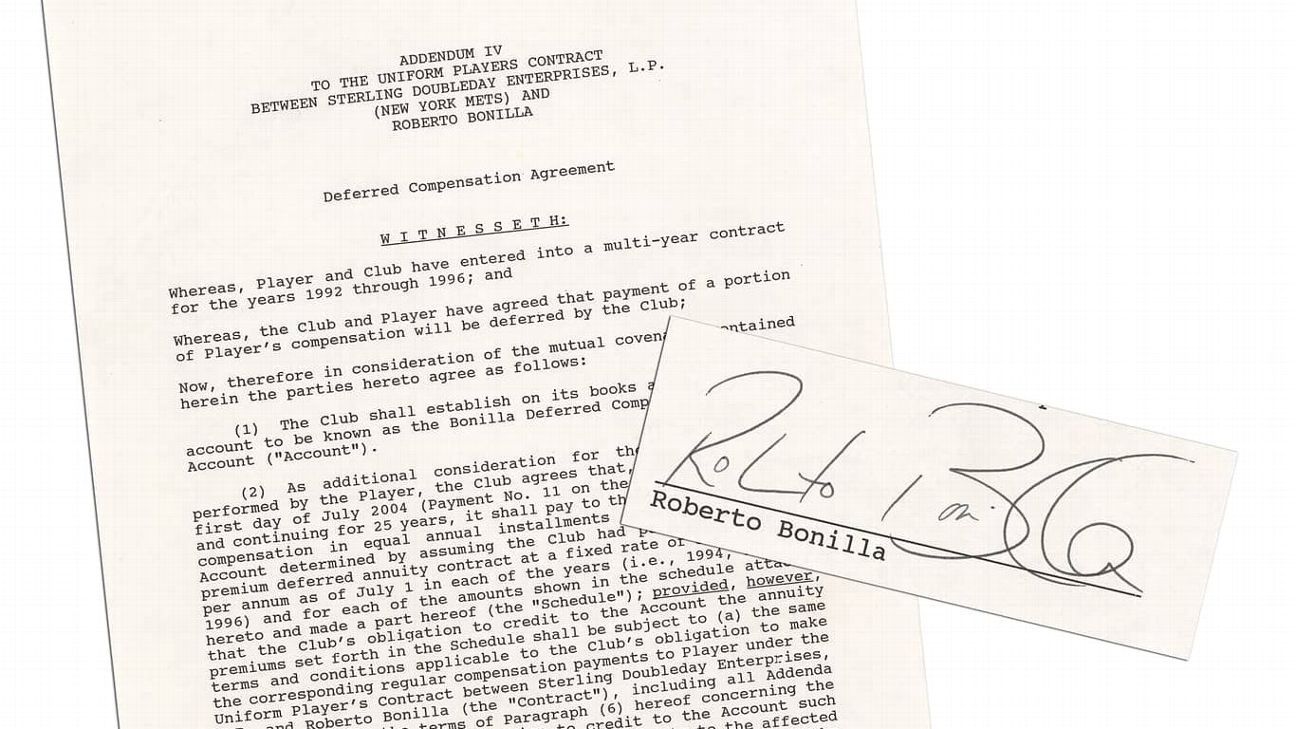 Bonilla's famed contract fetches $180K at auction