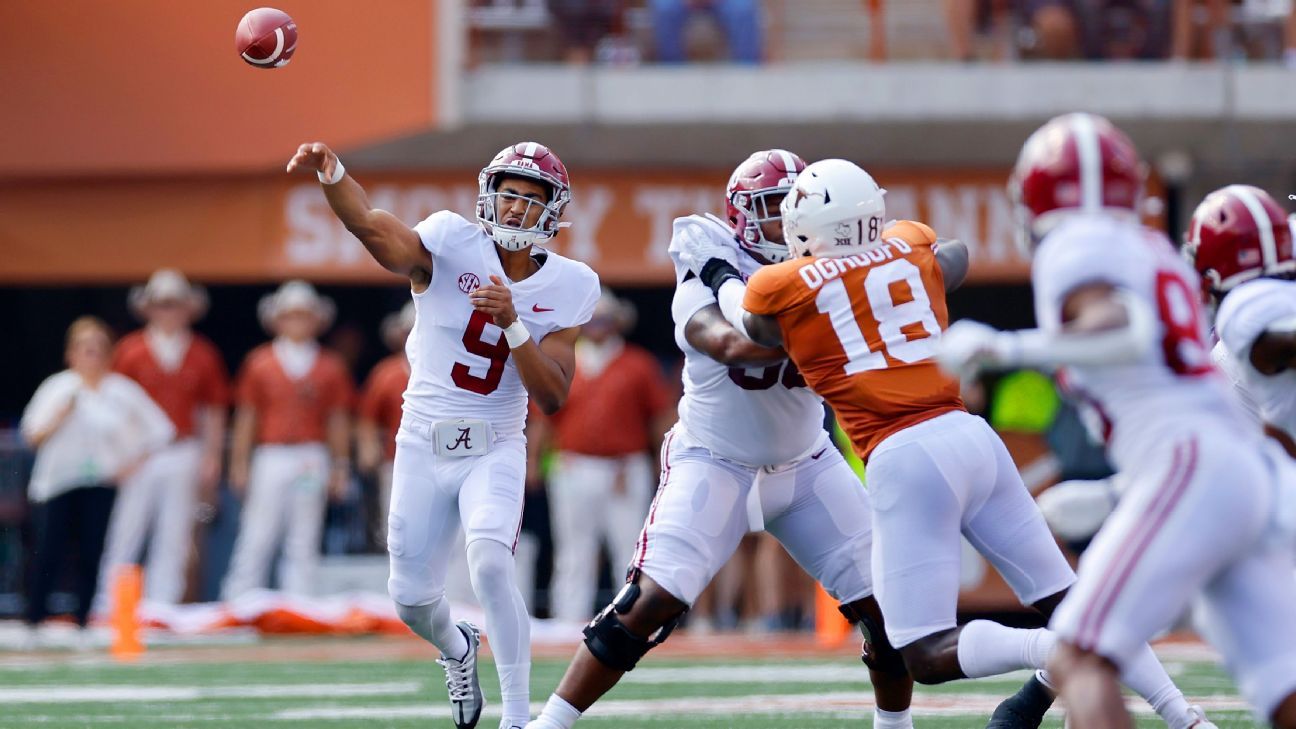 Bryce Young, No. 1 Alabama Crimson Tide eke past Texas Longhorns on last-minute ..