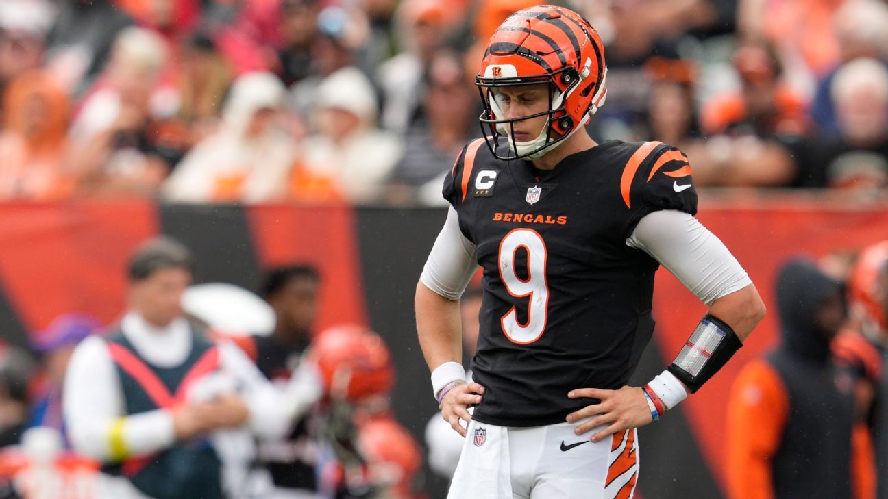 Joe Burrow's 5 turnovers, missed kicks by Evan McPherson stymie Cincinnati  Bengals in first game since Super Bowl LVI - ESPN