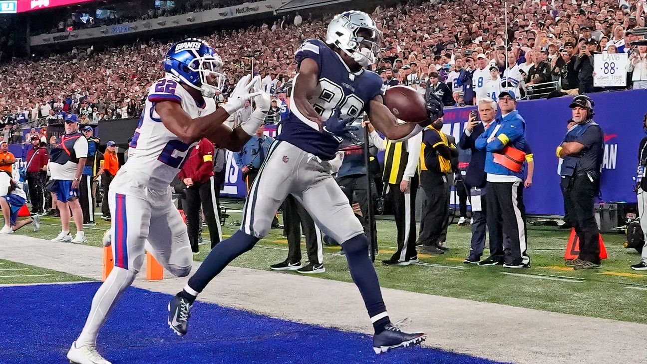 Dallas Cowboys 23-16 New York Giants, CeeDee Lamb one-handed TD