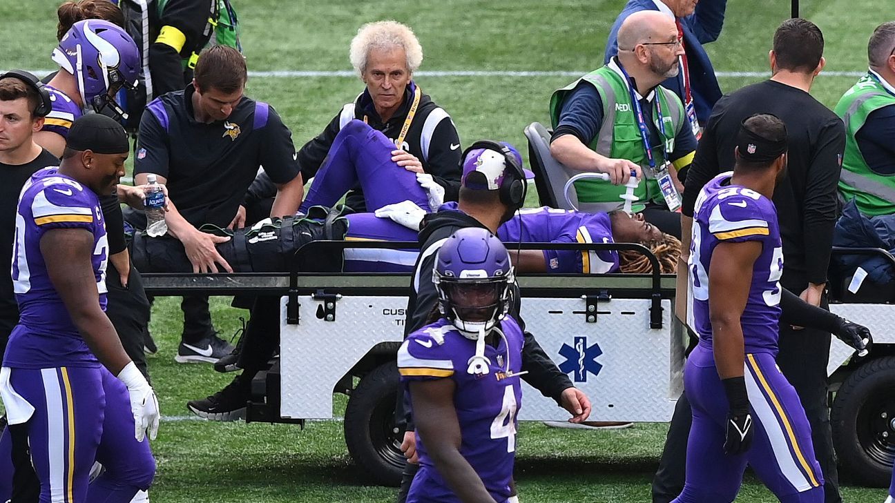 Minnesota Vikings star rushed to hospital after horrific injury in NFL game  in London - Mirror Online