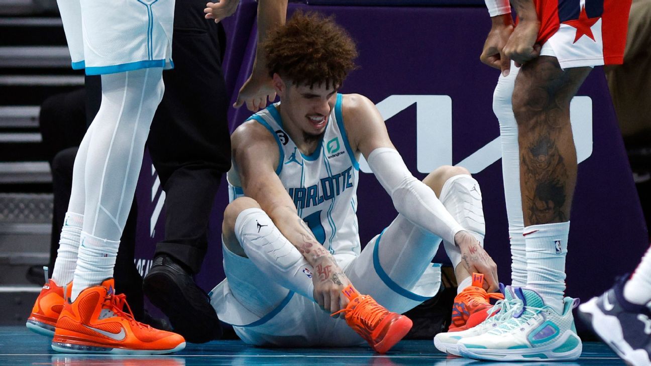 Hornets' LaMelo Ball (ankle) to miss 1-2 weeks
