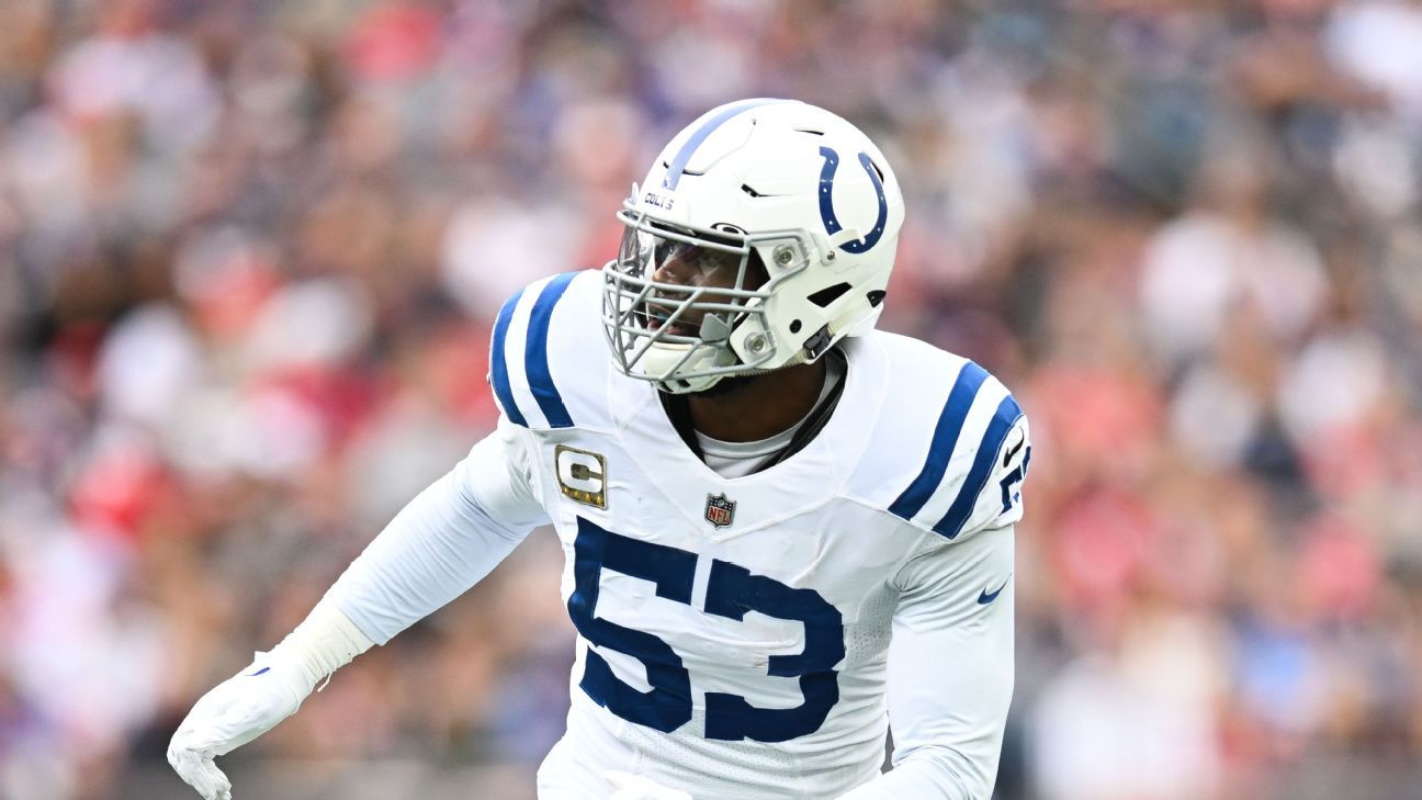 Shaquille Leonard of the Indianapolis Colts after an interception in  News Photo - Getty Images