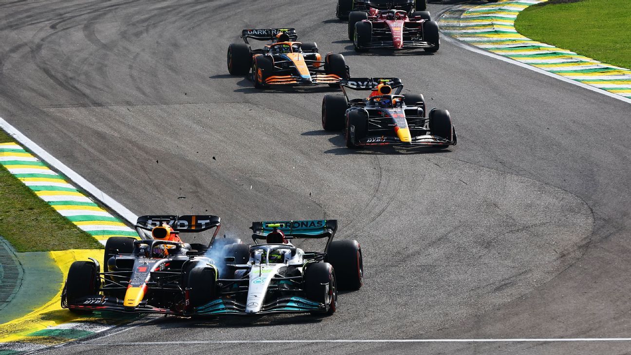Lewis Hamilton and Max Verstappen collide in Brazil - ESPN