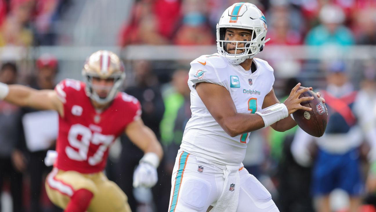 Tua, Dolphins outlast Bears on Fields' record rushing day – KGET 17