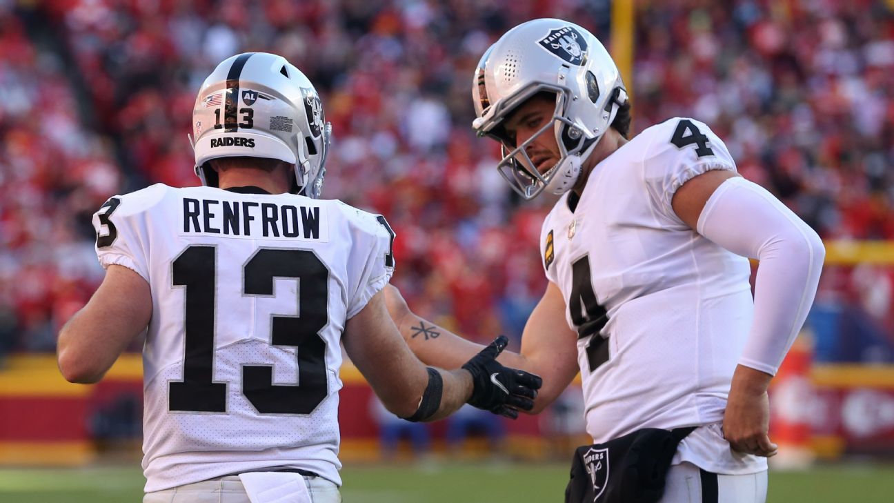 Raiders' Derek Carr on Hunter Renfrow's pass breakup: 'That was an amazing  play