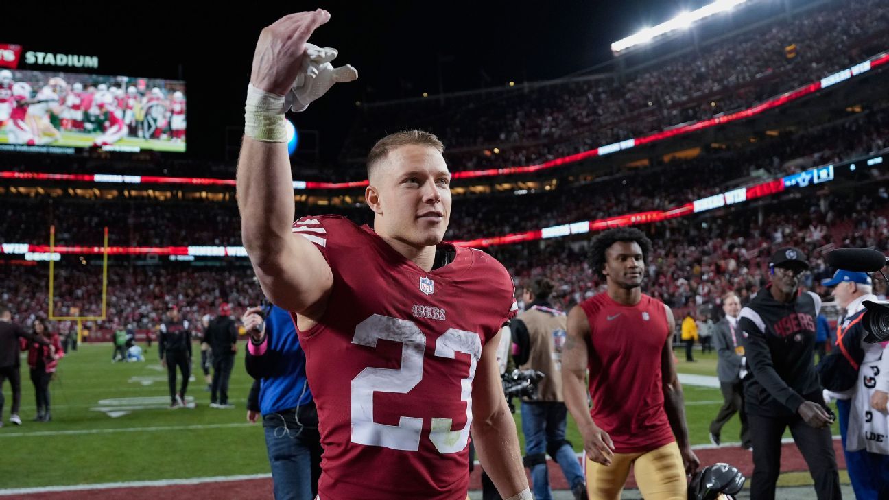 Elijah Mitchell Out, Christian McCaffrey Active for NFC Championship Game