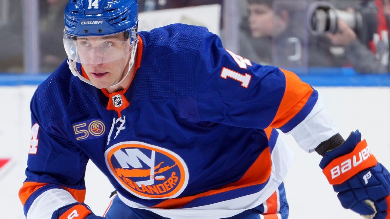 Mat Barzal Gives a Puck to a Fan  Mat Barzal, a man of the people