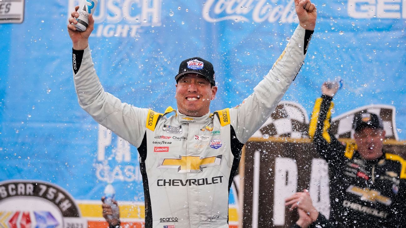 Ky. Busch takes Fontana for 1st win with RCR