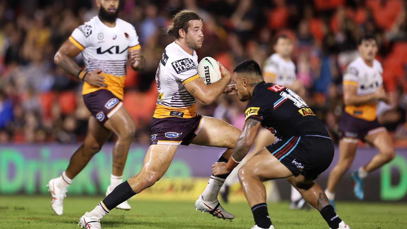 Herbie Farnworth of the Broncos arrives ahead of a Brisbane Broncos News  Photo - Getty Images