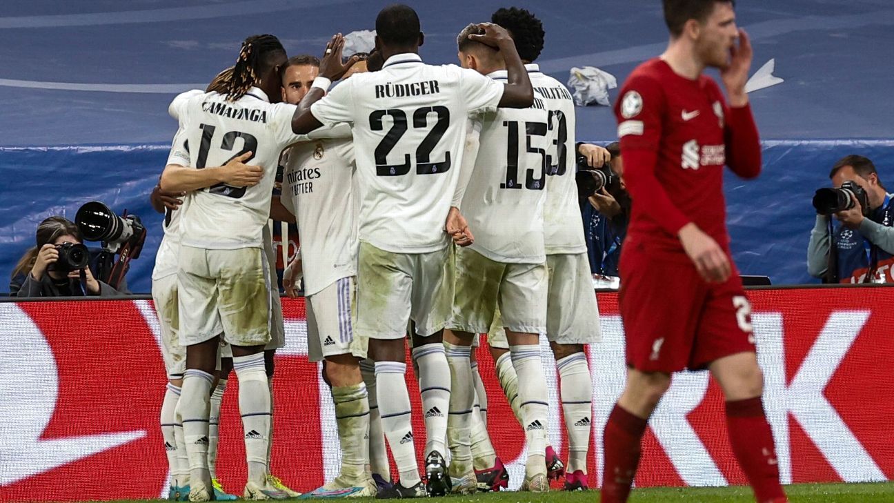Vinicius Jr. dá assistência sentado, Real Madrid vence Liverpool de novo e avança às quartas da Champions