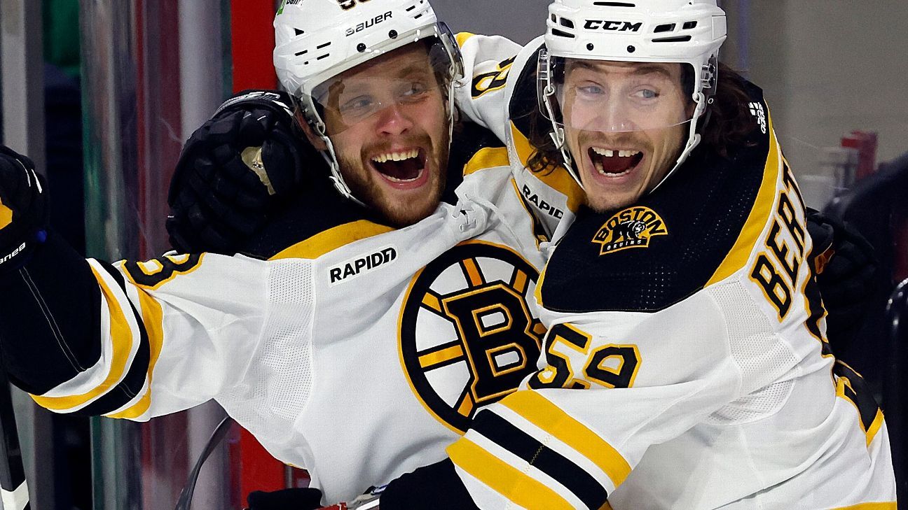 Marchand scores twice, Pastrnak has goal, 2 assists as Bruins beat