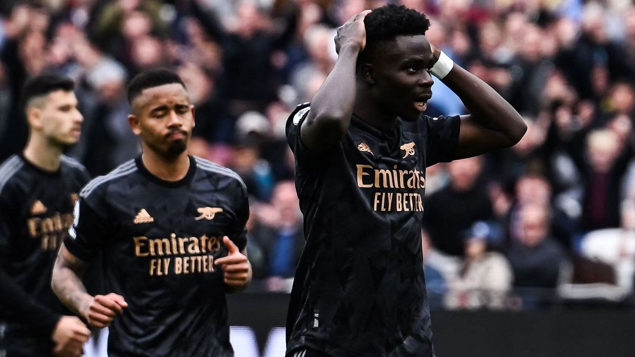 Arsenal throw away two-goal lead again as Saka penalty miss proves costly